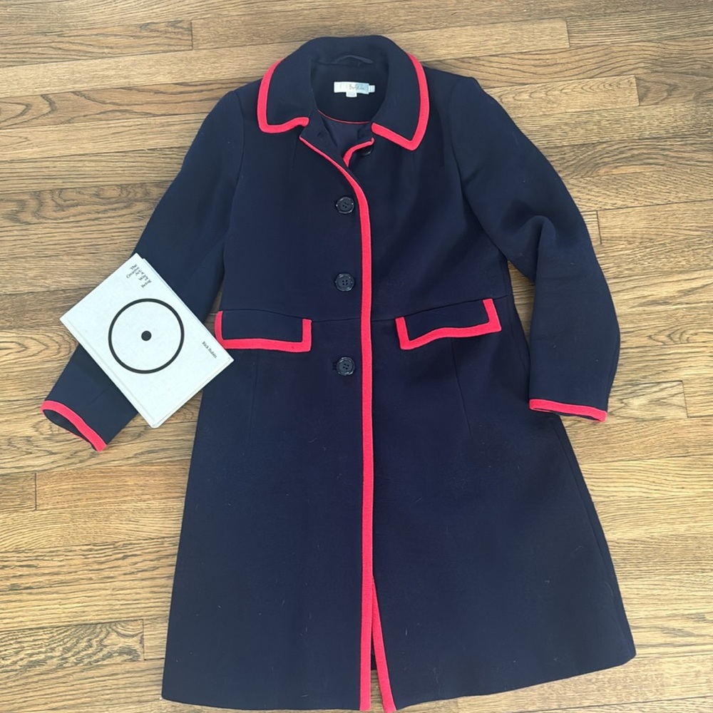 Navy and red Boden coat